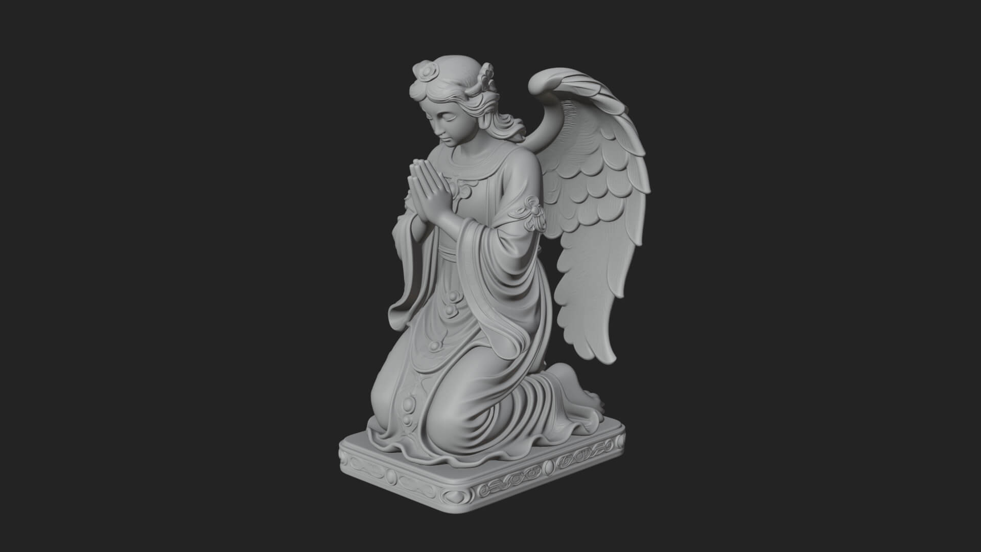 Kneeling Praying Angel Statue Design 11 3D Print Model 3D Model
