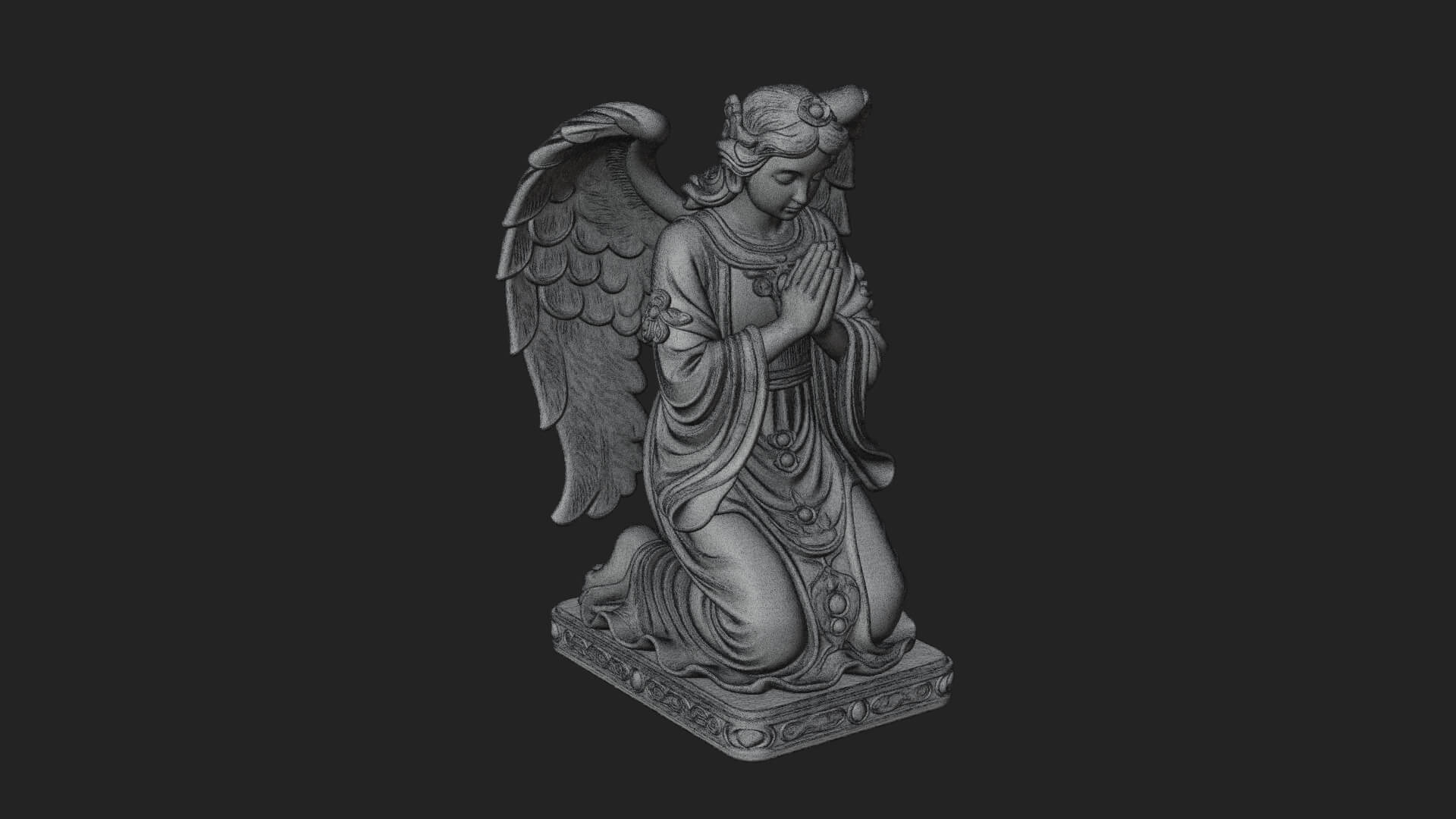Kneeling Praying Angel Statue Design 11 3D Print Model 3D Model