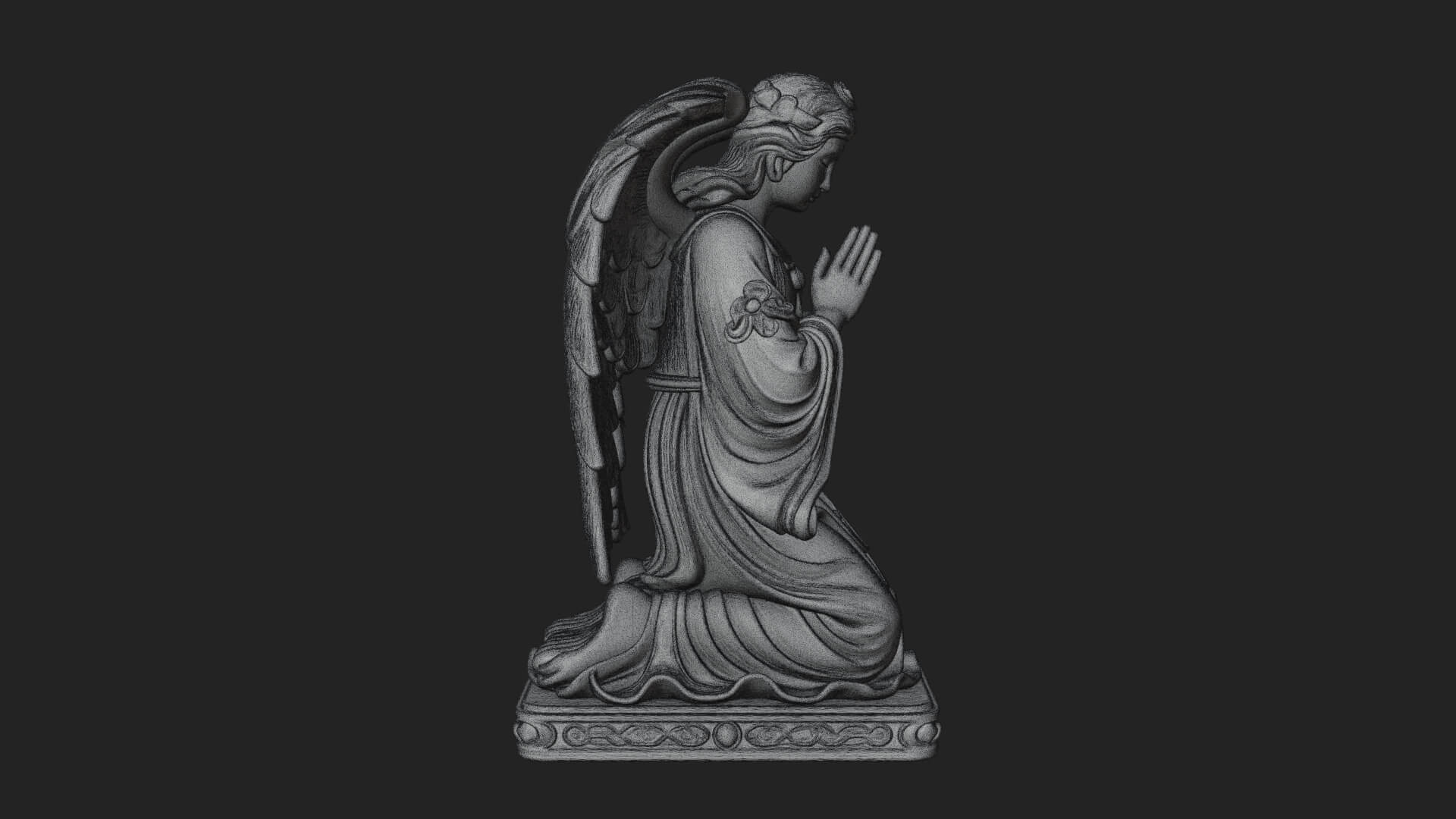 Kneeling Praying Angel Statue Design 11 3D Print Model 3D Model