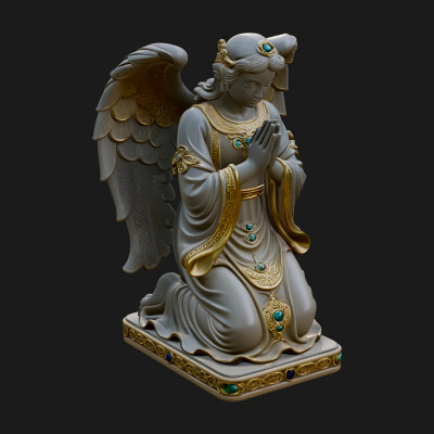 Kneeling Praying Angel Statue Design 11 3D Print Model