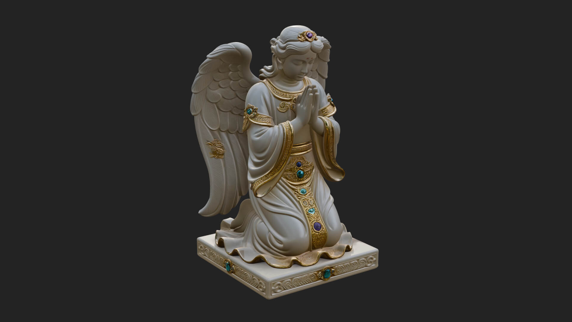Kneeling Praying Angel Statue Design 12 3D Print Model 3D Model