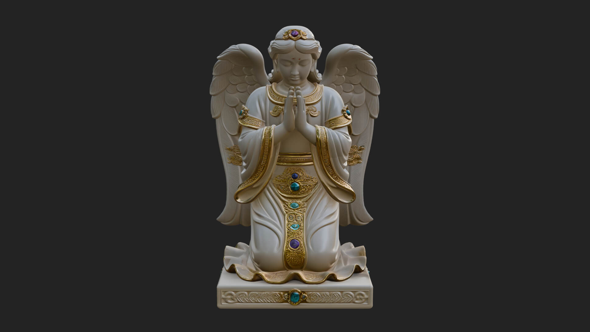 Kneeling Praying Angel Statue Design 12 3D Print Model 3D Model