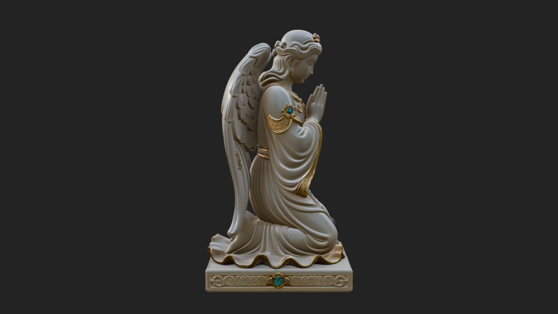 Kneeling Praying Angel Statue Design 12 3D Print Model 3D Model