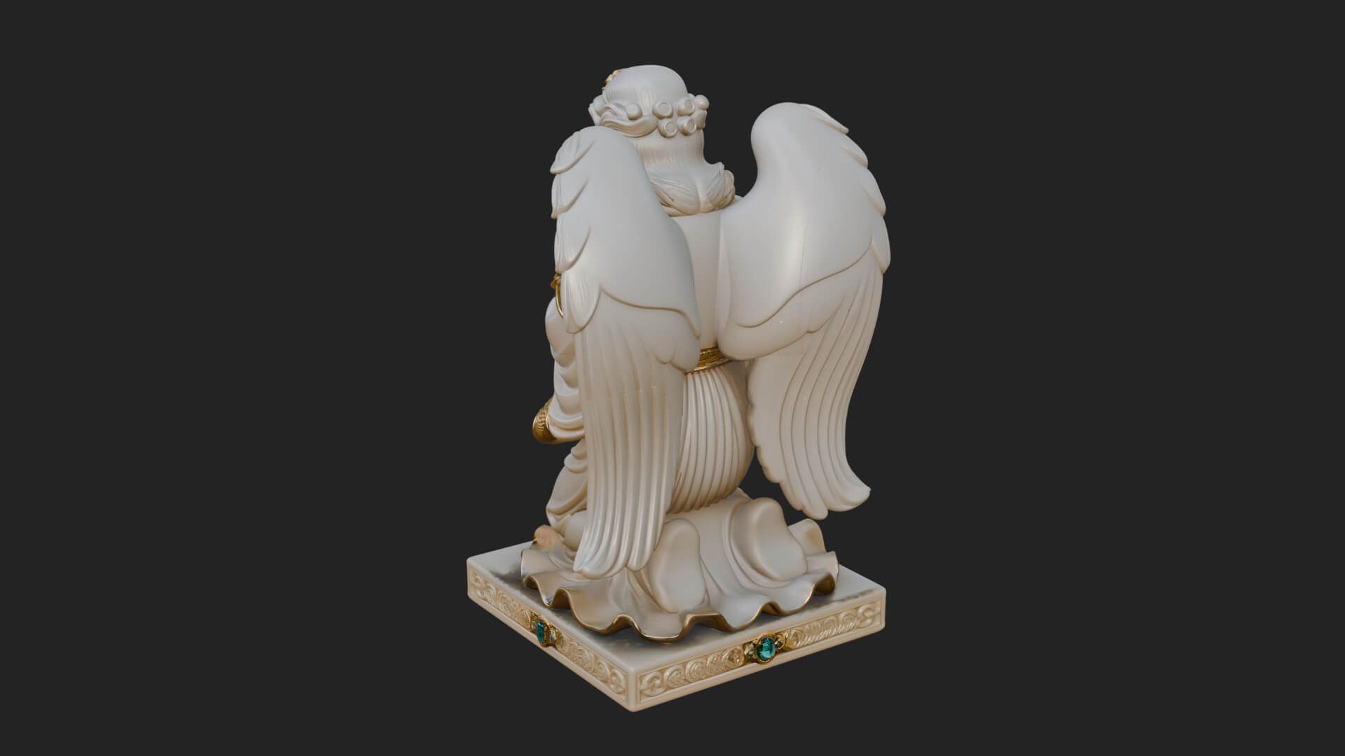 Kneeling Praying Angel Statue Design 12 3D Print Model 3D Model