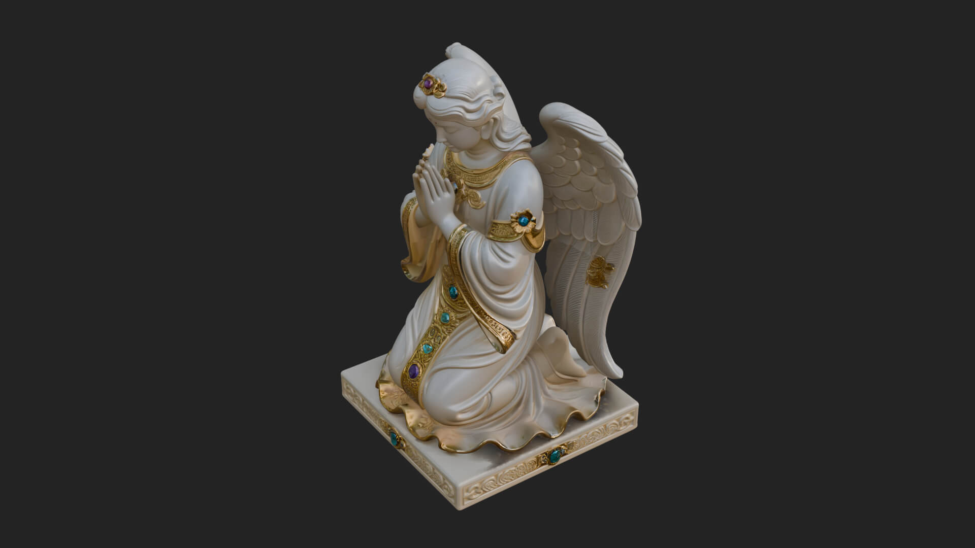 Kneeling Praying Angel Statue Design 12 3D Print Model 3D Model
