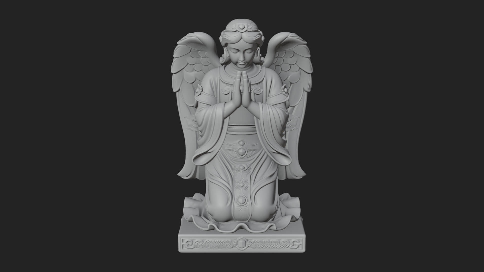 Kneeling Praying Angel Statue Design 12 3D Print Model 3D Model