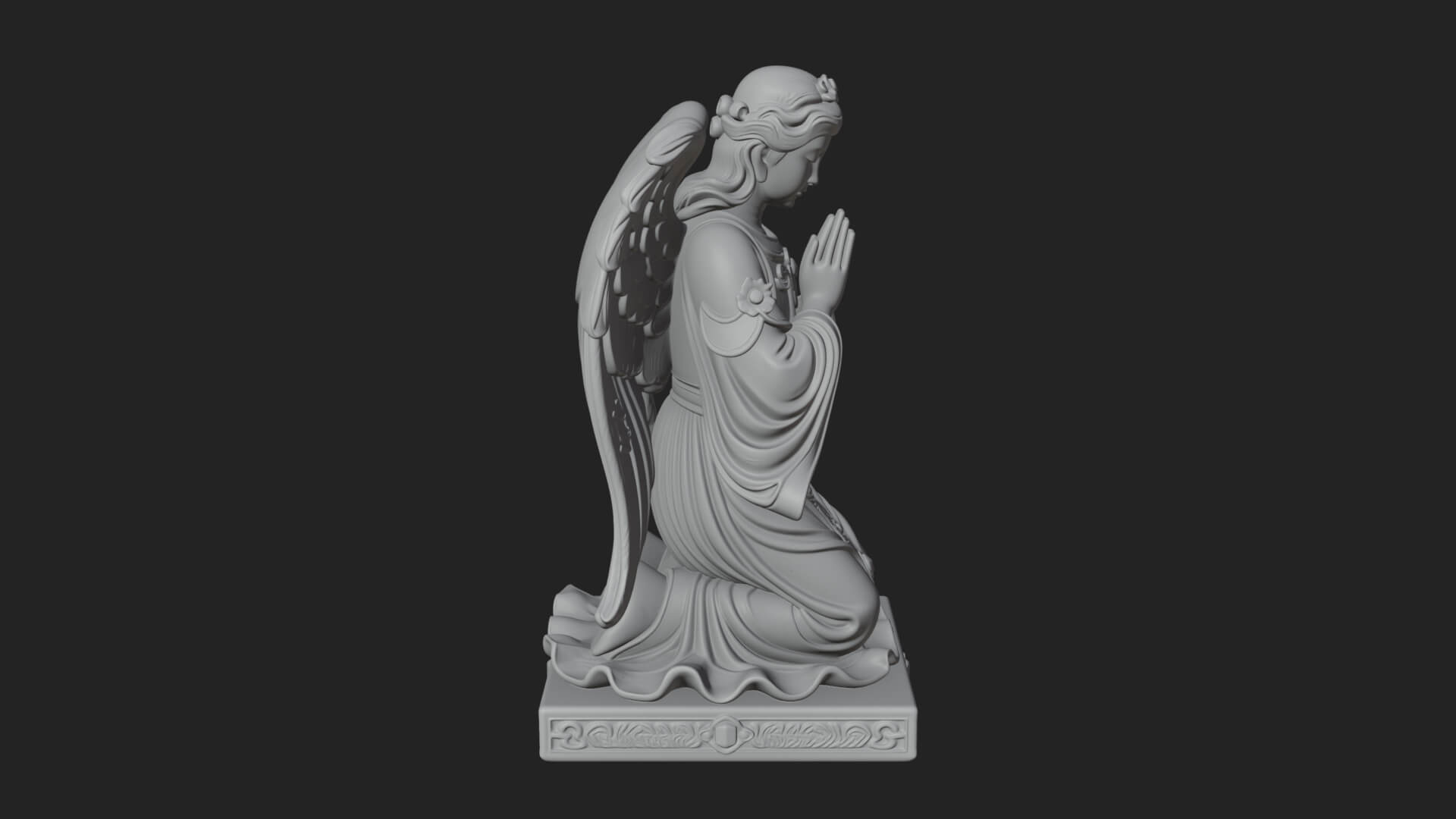 Kneeling Praying Angel Statue Design 12 3D Print Model 3D Model
