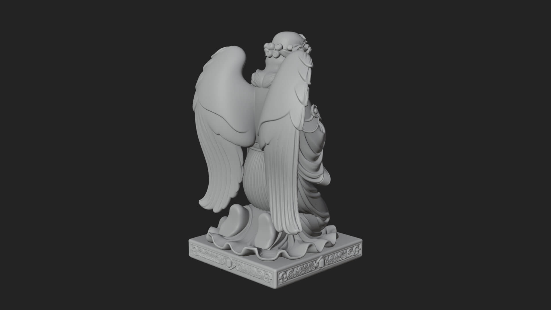 Kneeling Praying Angel Statue Design 12 3D Print Model 3D Model