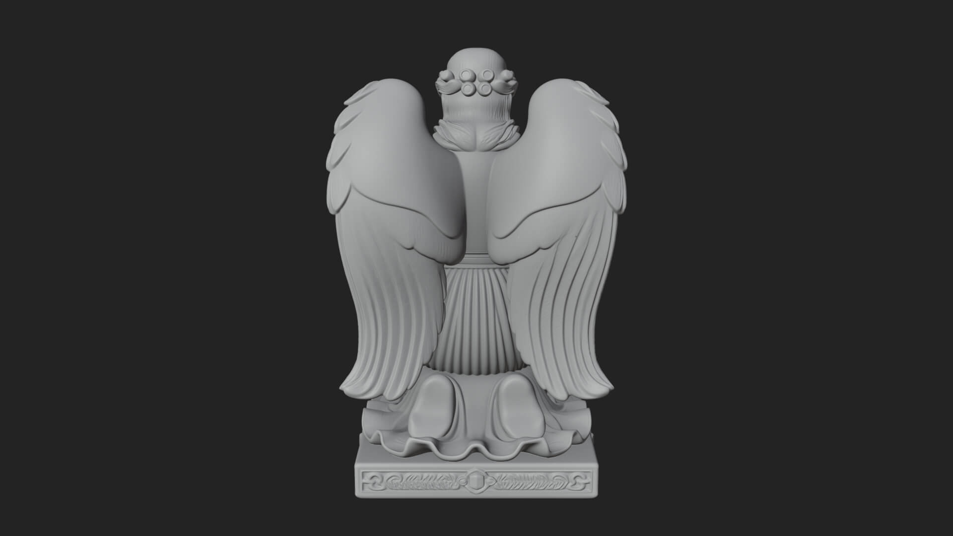 Kneeling Praying Angel Statue Design 12 3D Print Model 3D Model