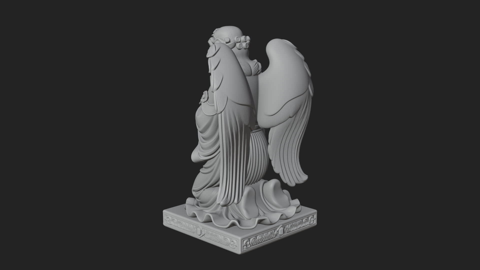 Kneeling Praying Angel Statue Design 12 3D Print Model 3D Model