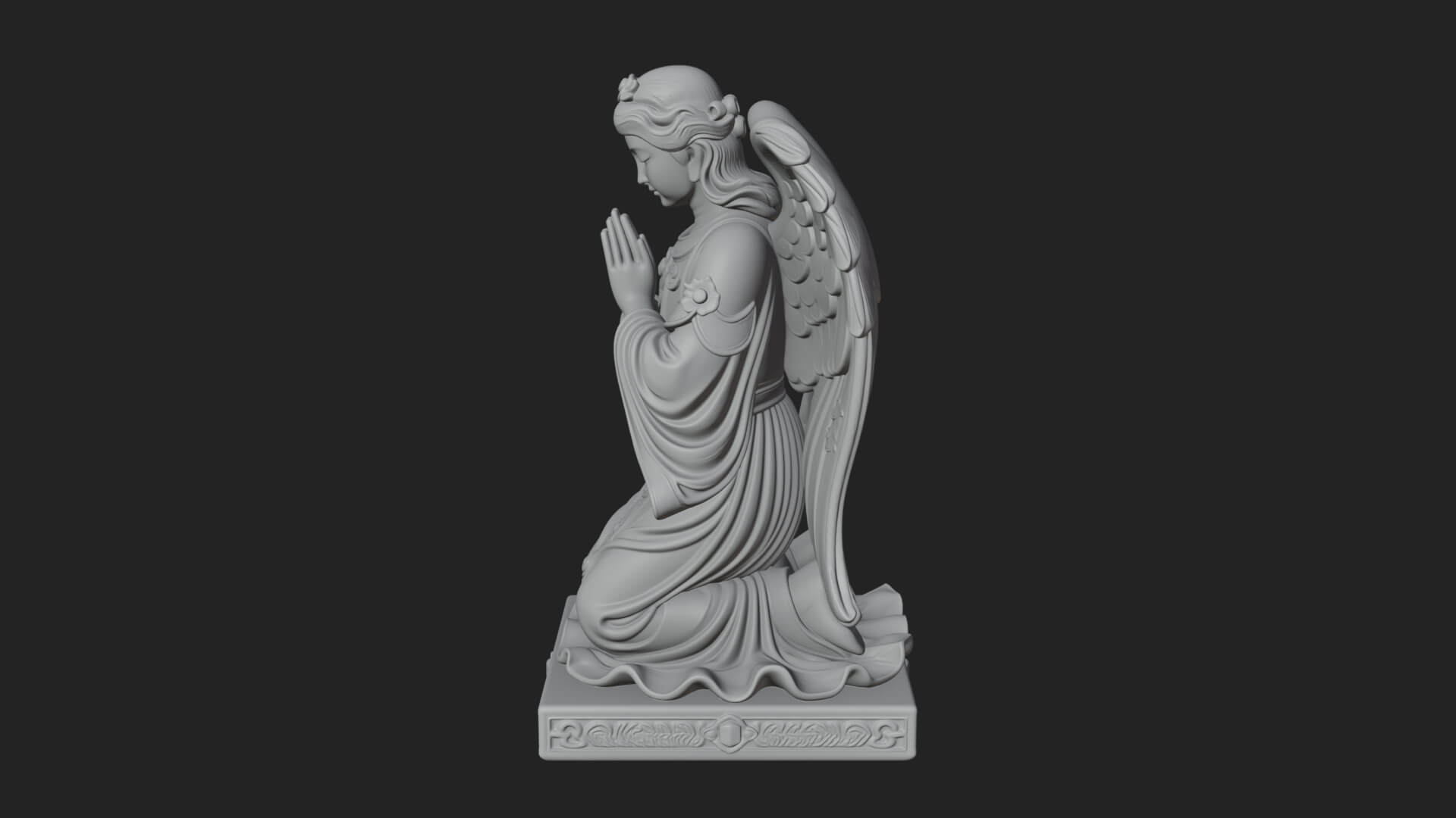Kneeling Praying Angel Statue Design 12 3D Print Model 3D Model
