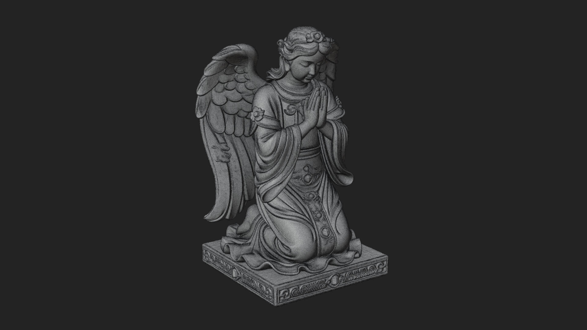 Kneeling Praying Angel Statue Design 12 3D Print Model 3D Model