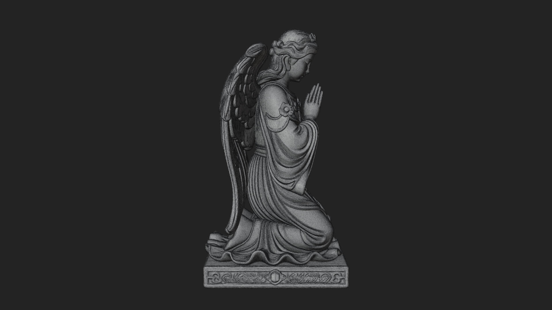 Kneeling Praying Angel Statue Design 12 3D Print Model 3D Model