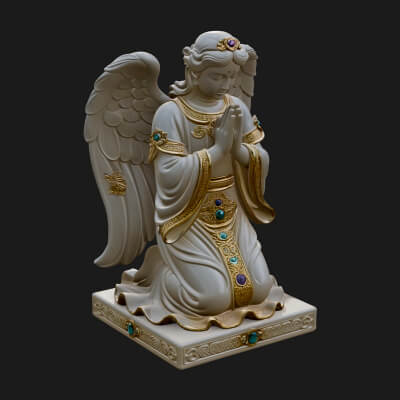 Kneeling Praying Angel Statue Design 12 3D Print Model