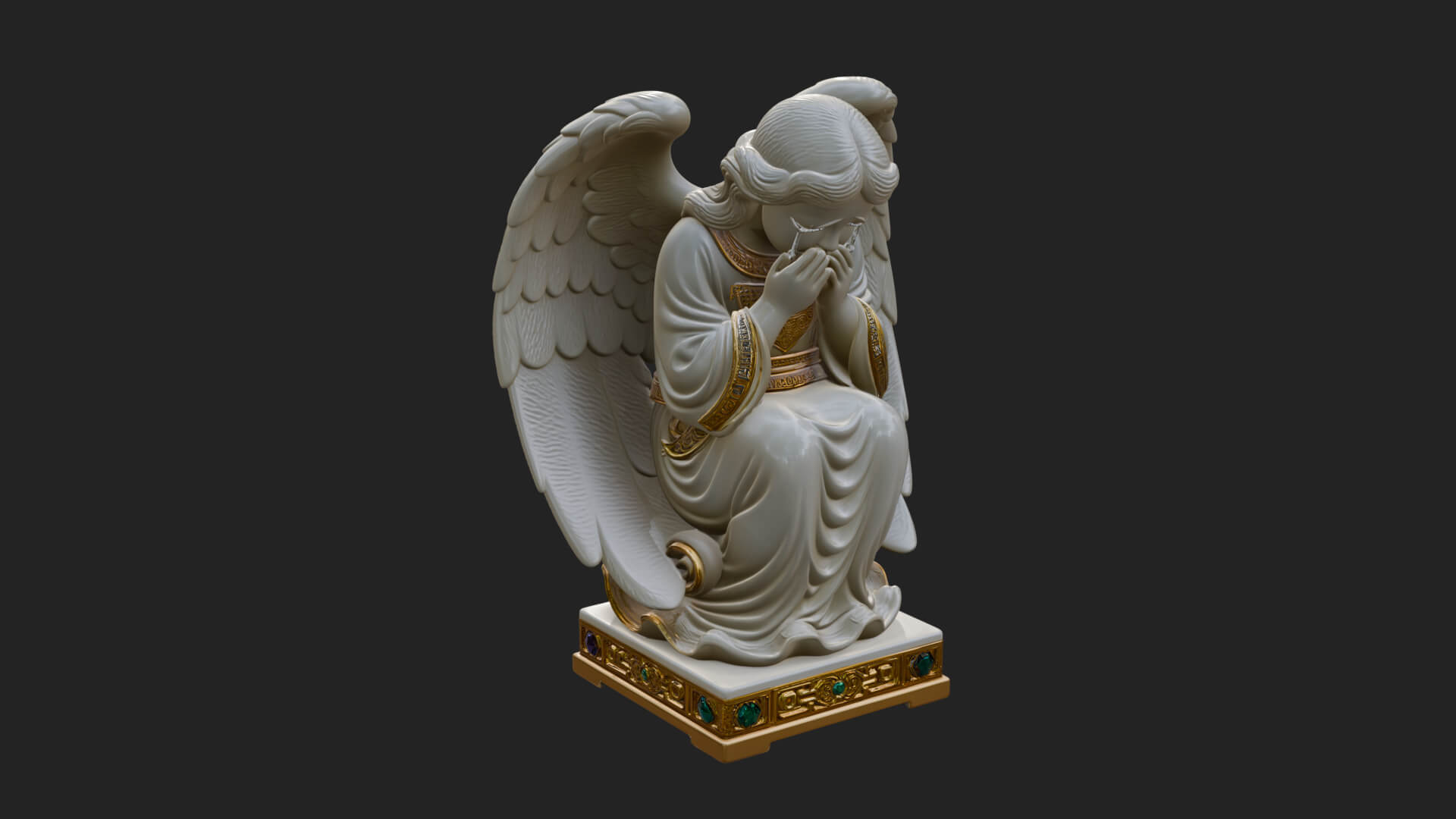 Kneeling Praying Angel Statue Design 5 3D Print Model 3D Model