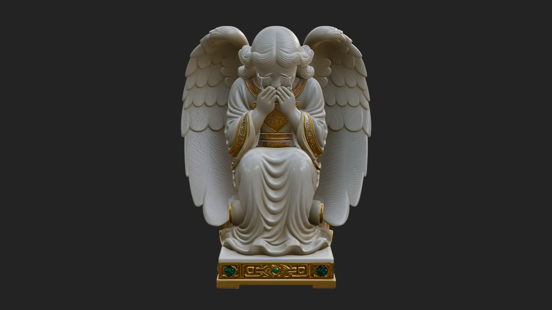 Kneeling Praying Angel Statue Design 5 3D Print Model 3D Model