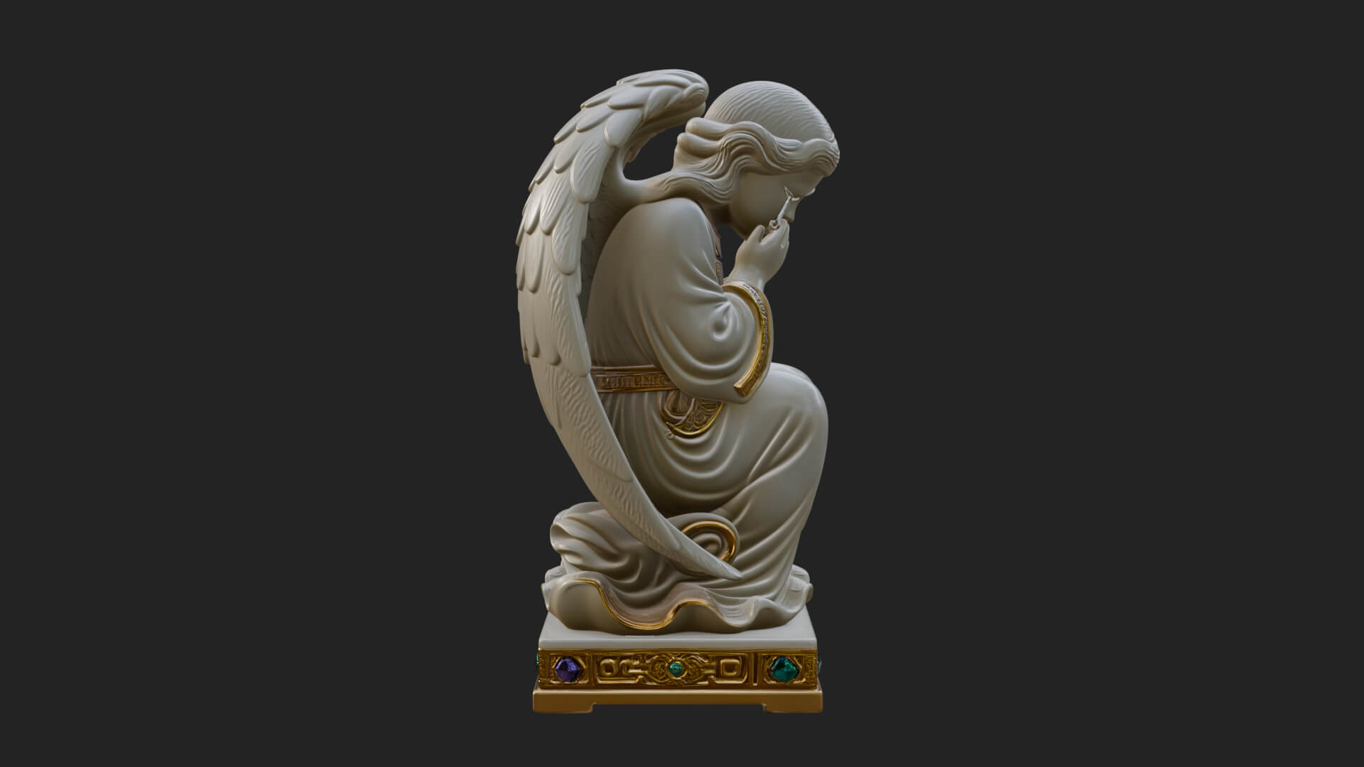 Kneeling Praying Angel Statue Design 5 3D Print Model 3D Model