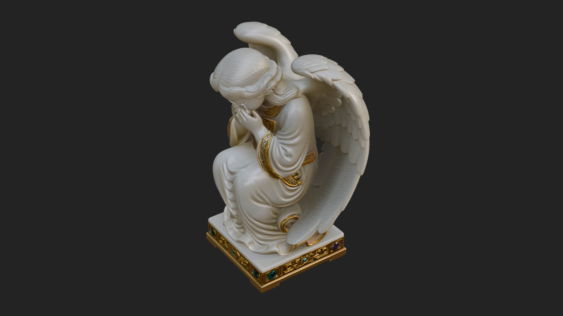 Kneeling Praying Angel Statue Design 5 3D Print Model 3D Model