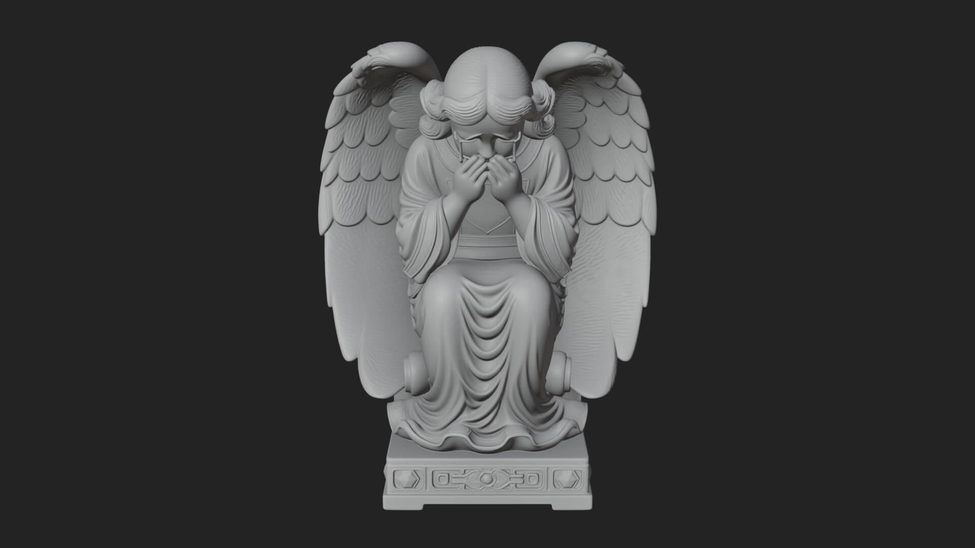 Kneeling Praying Angel Statue Design 5 3D Print Model 3D Model