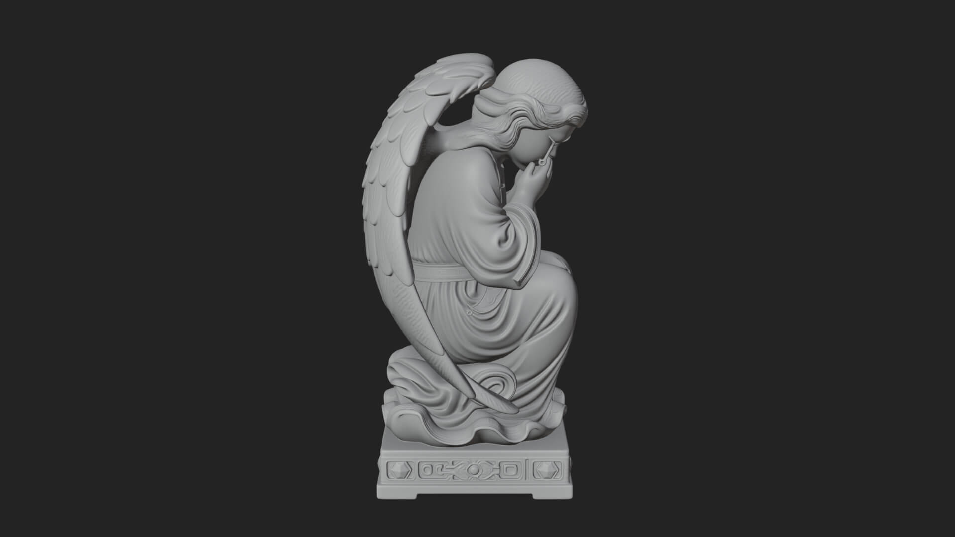 Kneeling Praying Angel Statue Design 5 3D Print Model 3D Model