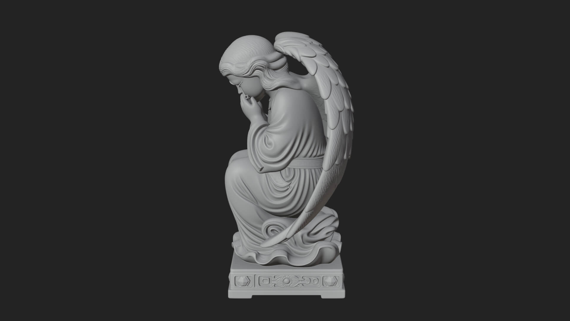 Kneeling Praying Angel Statue Design 5 3D Print Model 3D Model
