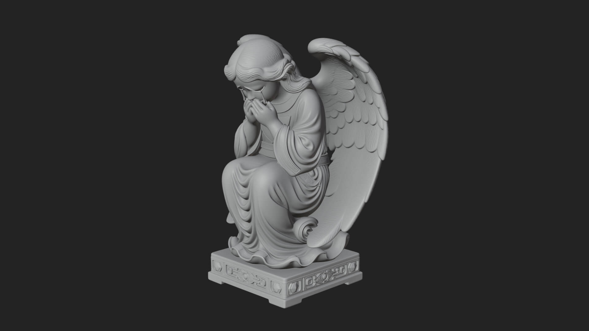 Kneeling Praying Angel Statue Design 5 3D Print Model 3D Model