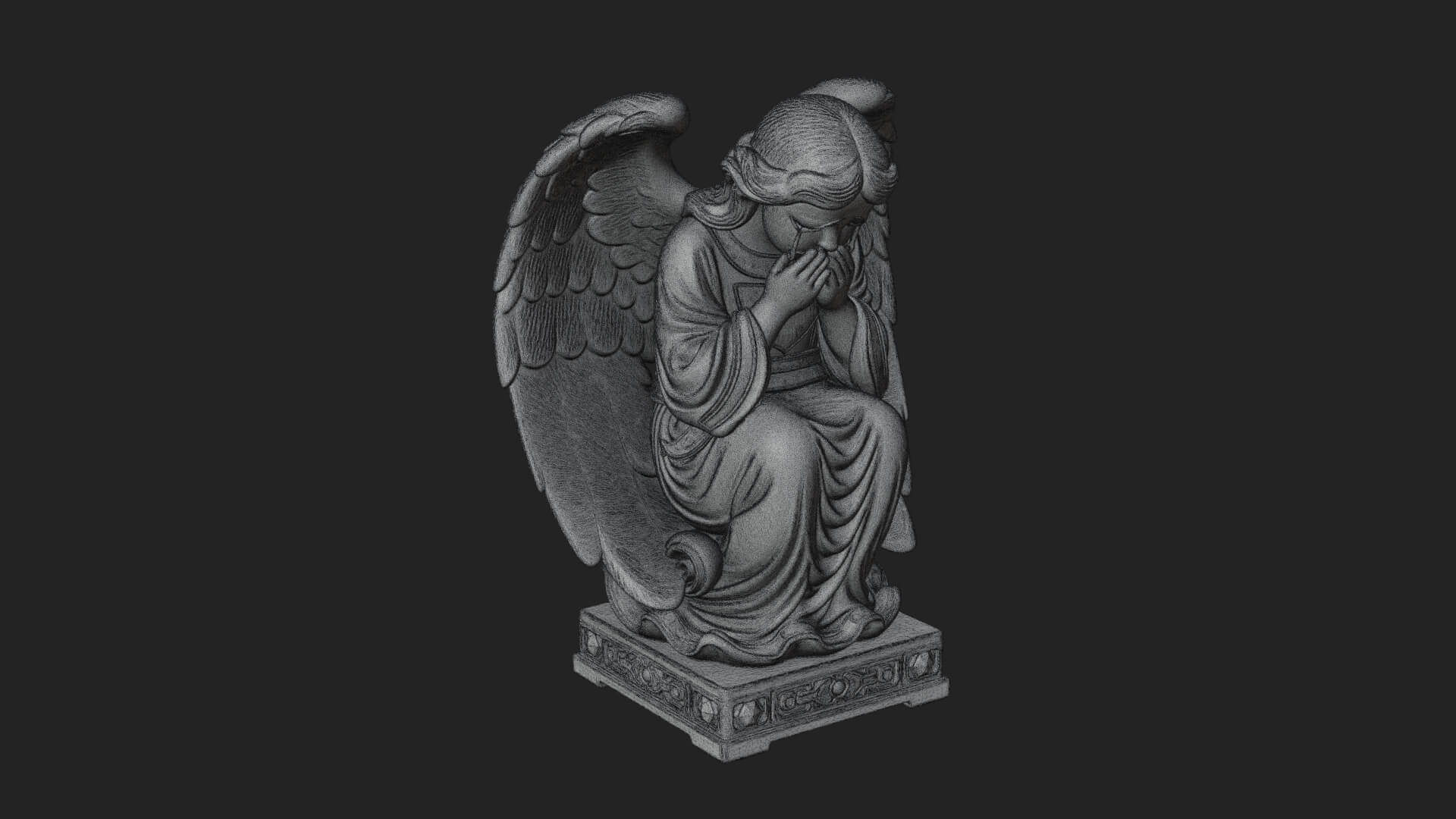 Kneeling Praying Angel Statue Design 5 3D Print Model 3D Model