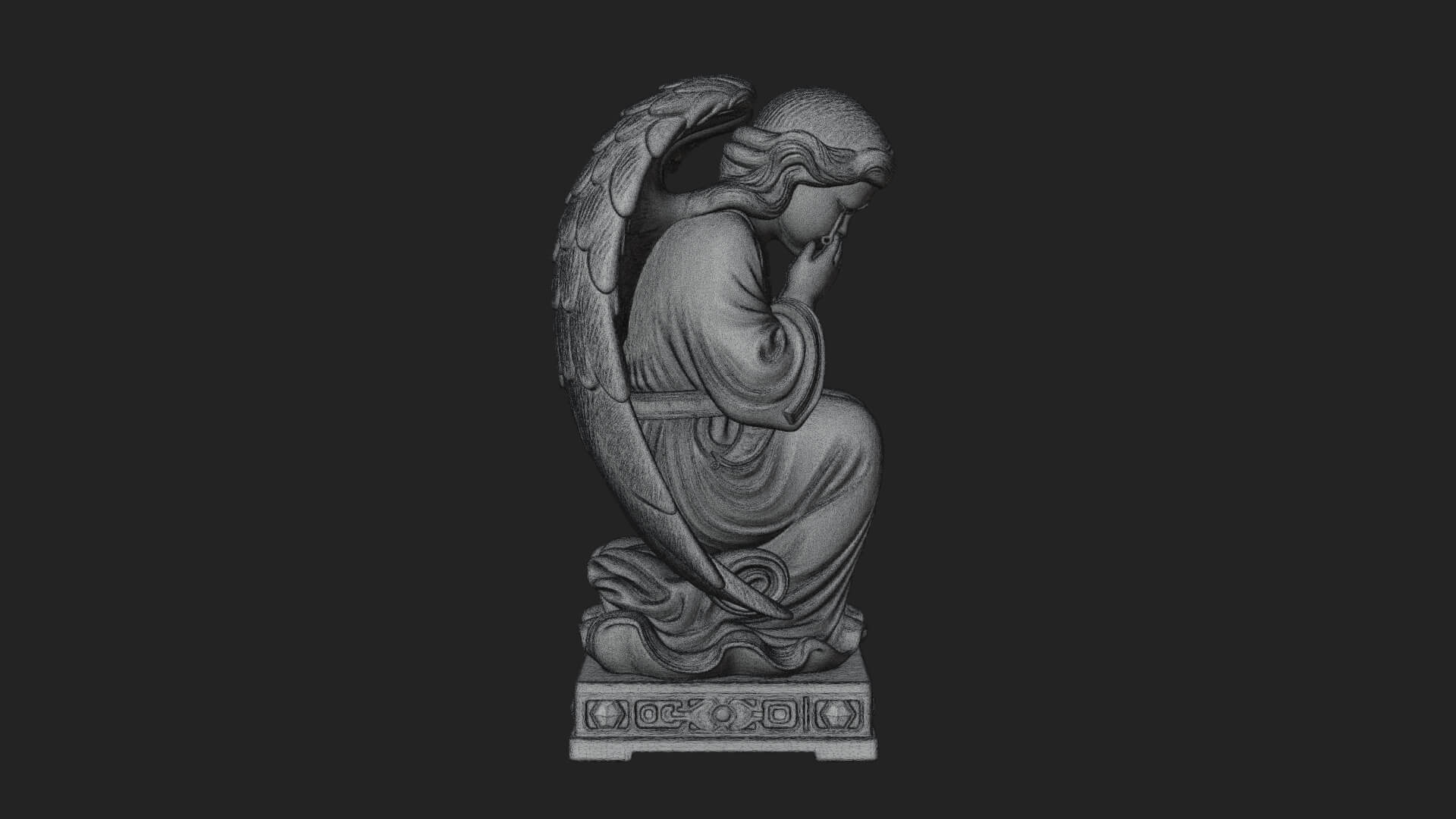 Kneeling Praying Angel Statue Design 5 3D Print Model 3D Model