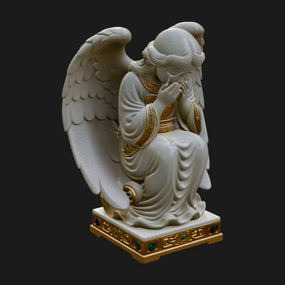 Kneeling Praying Angel Statue Design 5 3D Print Model