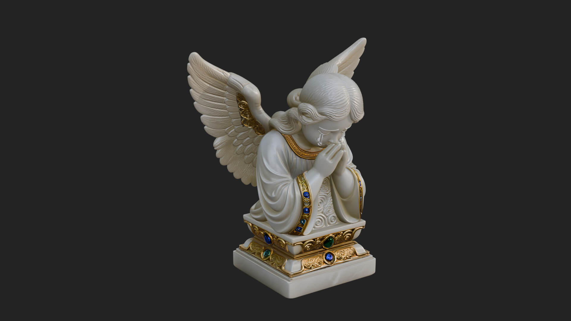Kneeling Praying Angel Statue Design 6 3D Print Model 3D Model