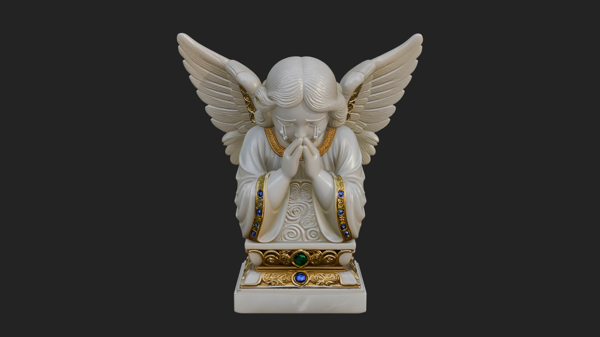 Kneeling Praying Angel Statue Design 6 3D Print Model 3D Model