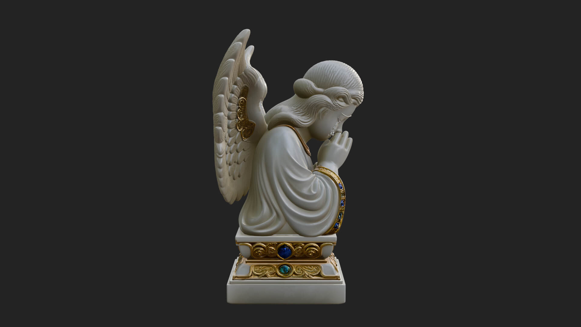 Kneeling Praying Angel Statue Design 6 3D Print Model 3D Model