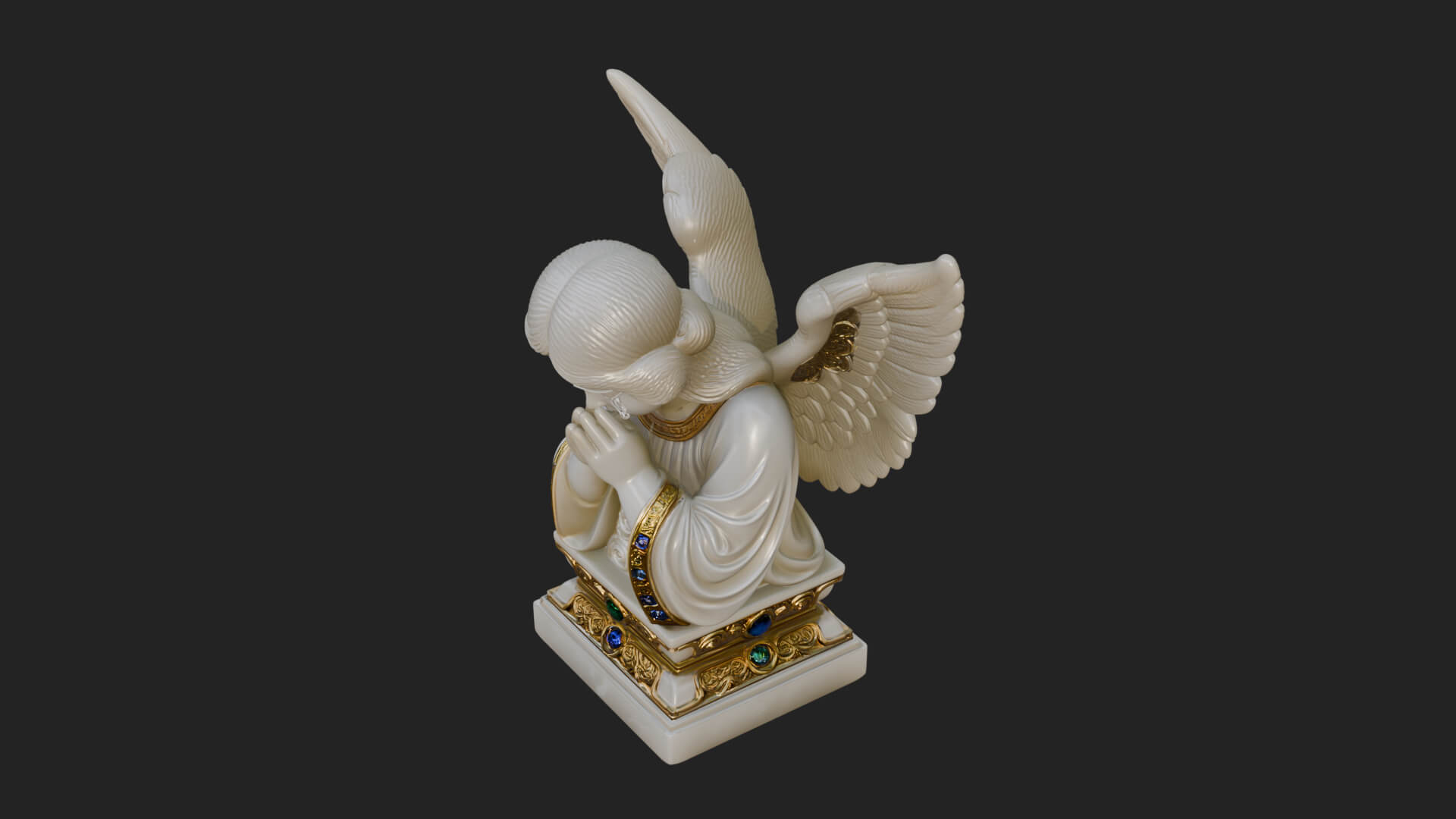 Kneeling Praying Angel Statue Design 6 3D Print Model 3D Model