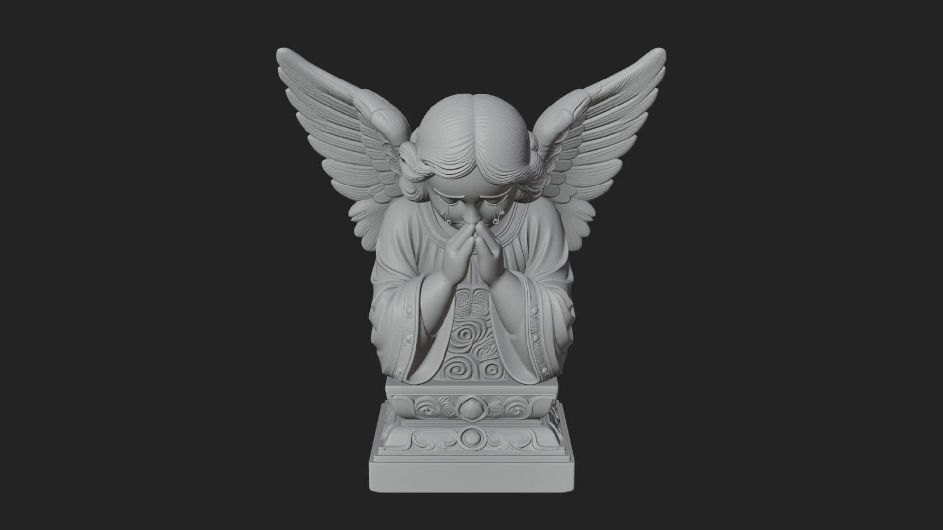 Kneeling Praying Angel Statue Design 6 3D Print Model 3D Model