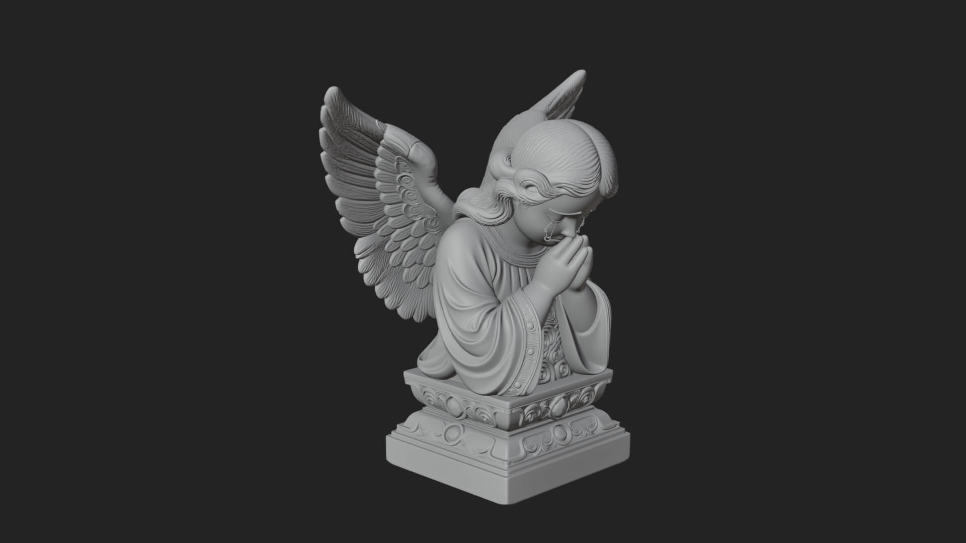 Kneeling Praying Angel Statue Design 6 3D Print Model 3D Model