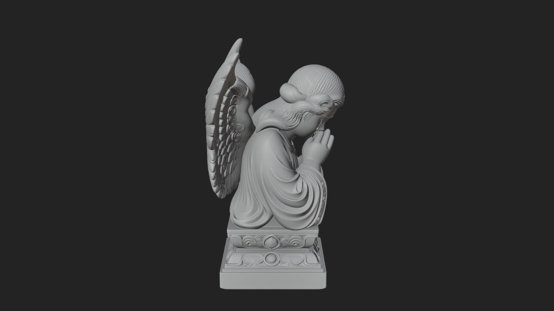 Kneeling Praying Angel Statue Design 6 3D Print Model 3D Model