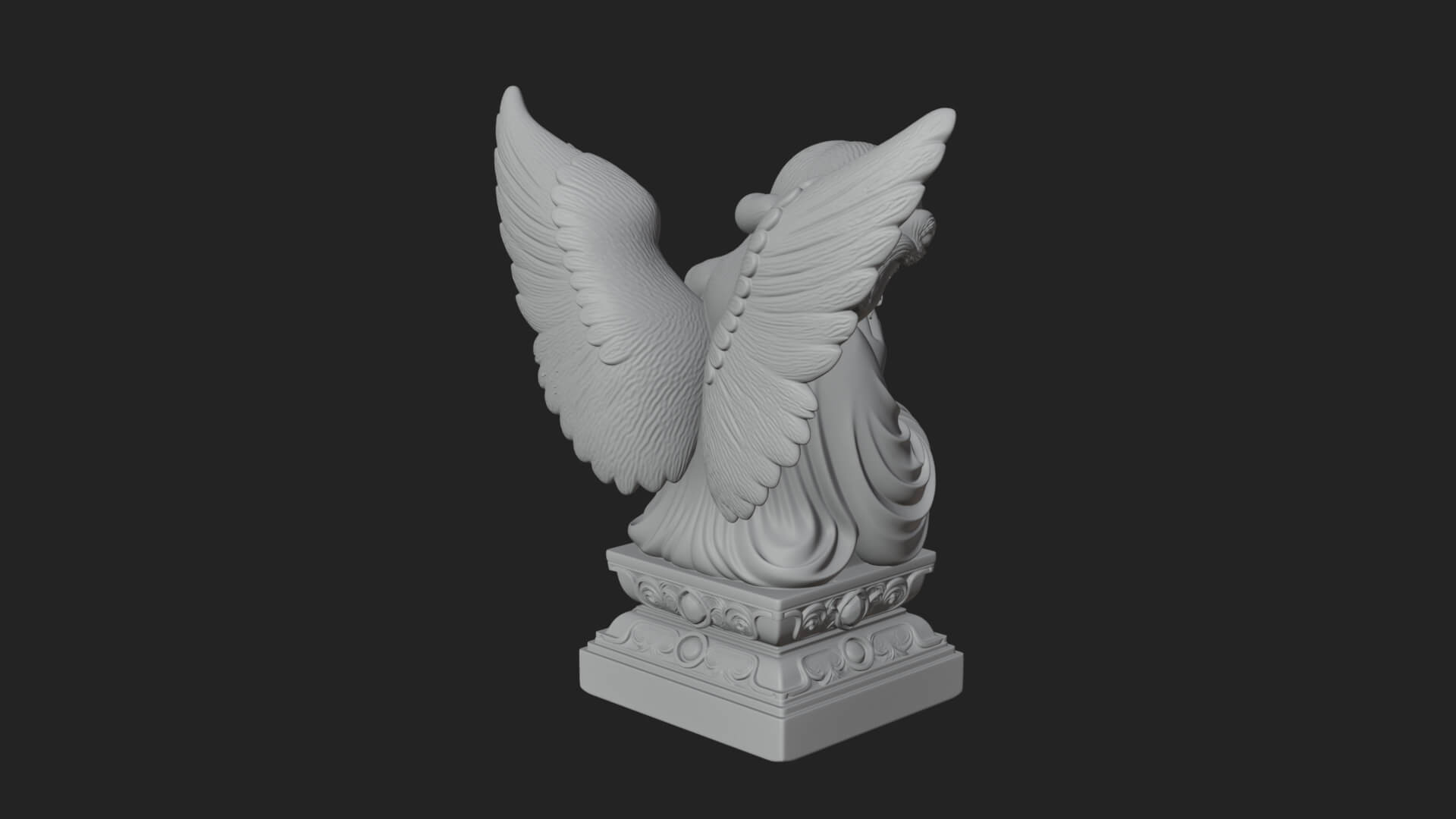 Kneeling Praying Angel Statue Design 6 3D Print Model 3D Model