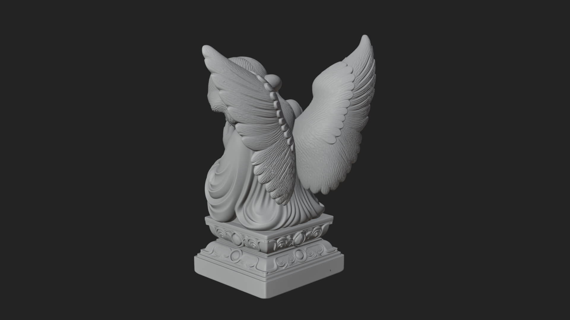 Kneeling Praying Angel Statue Design 6 3D Print Model 3D Model
