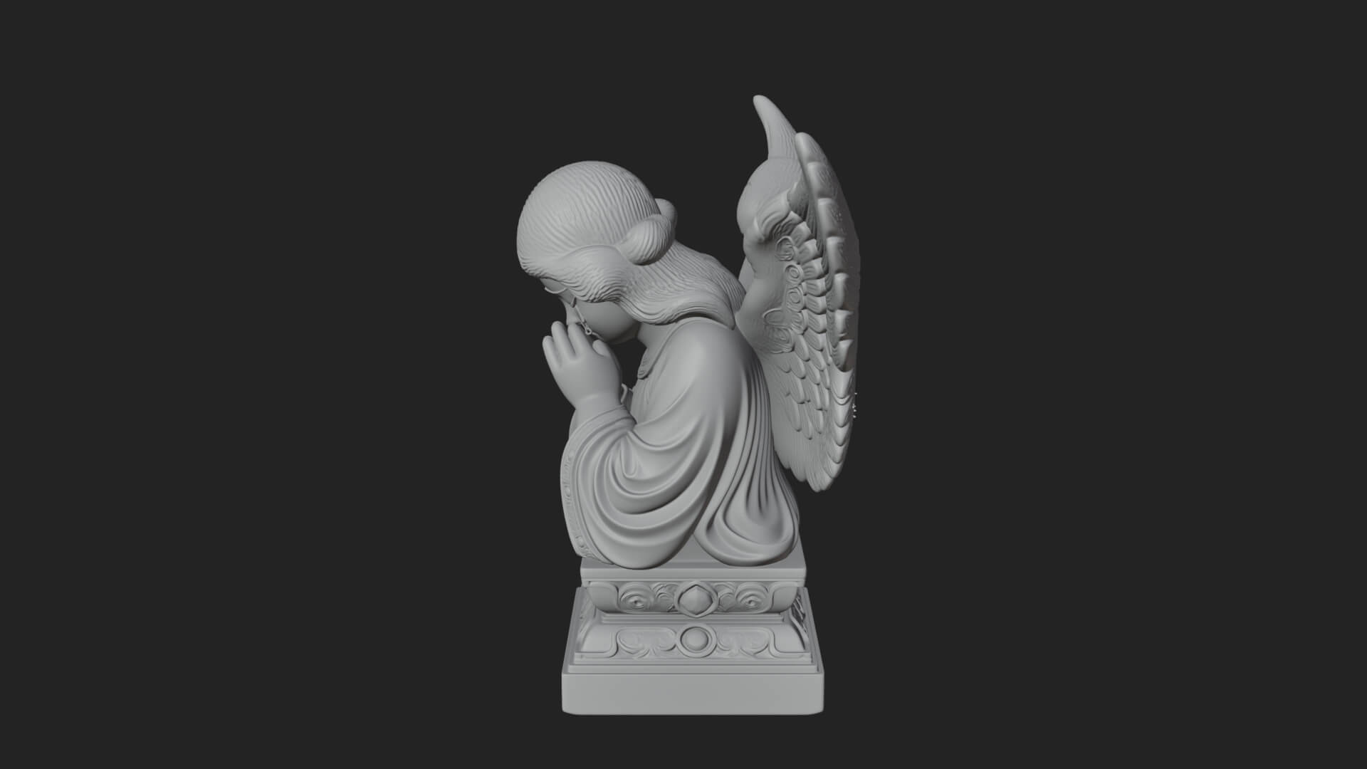 Kneeling Praying Angel Statue Design 6 3D Print Model 3D Model
