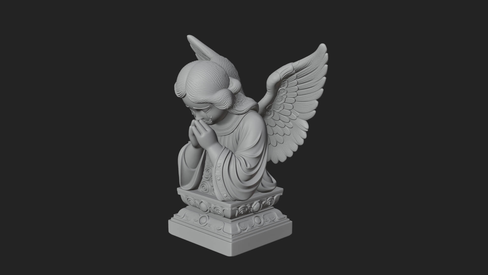 Kneeling Praying Angel Statue Design 6 3D Print Model 3D Model