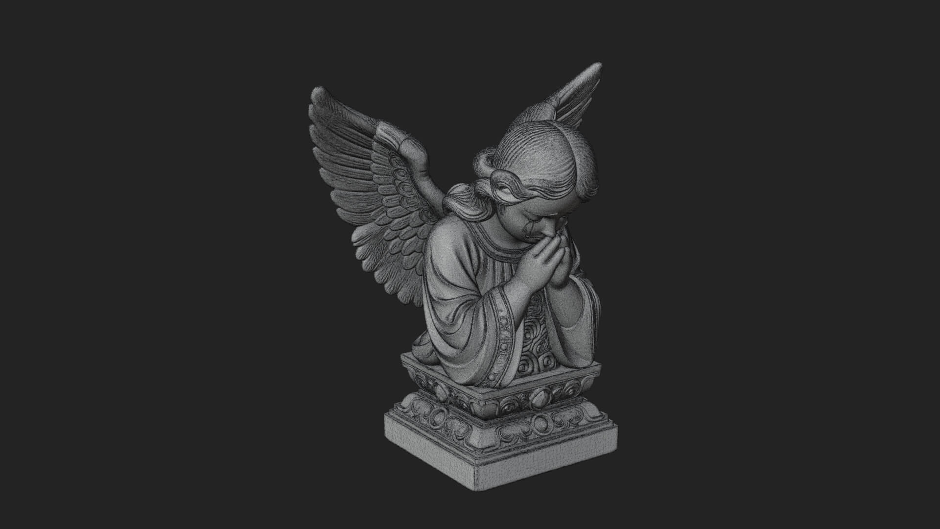 Kneeling Praying Angel Statue Design 6 3D Print Model 3D Model