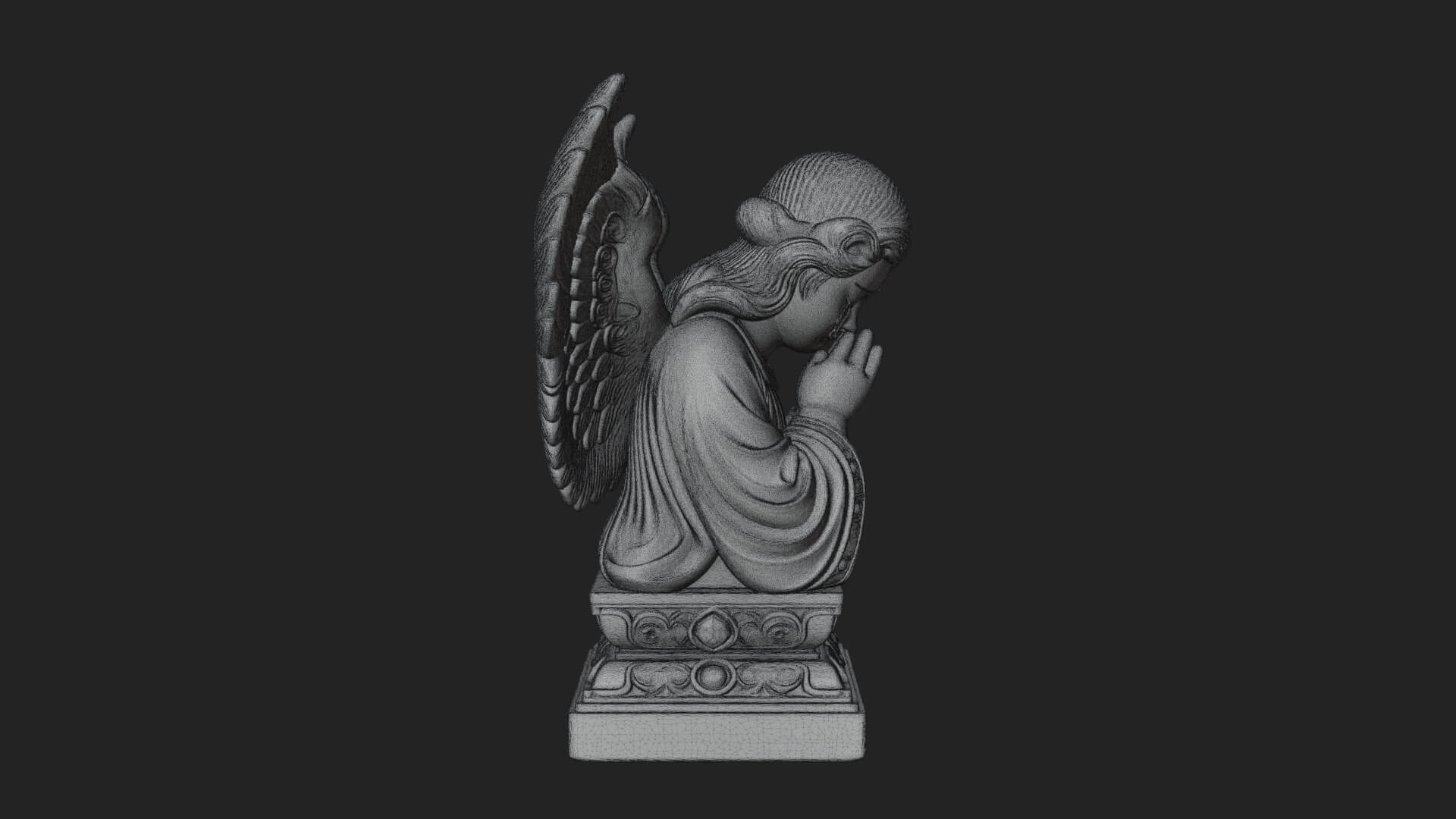 Kneeling Praying Angel Statue Design 6 3D Print Model 3D Model