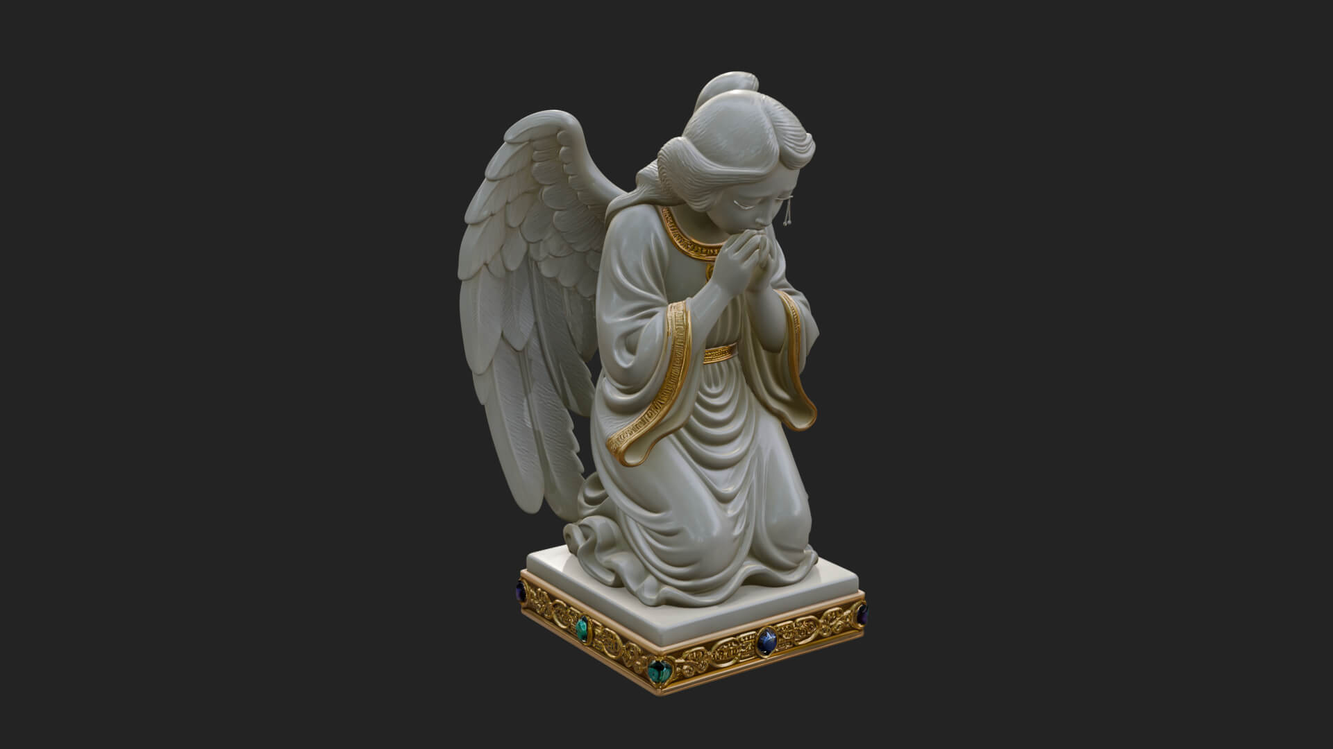 Kneeling Praying Angel Statue Design 7 3D Print Model 3D Model