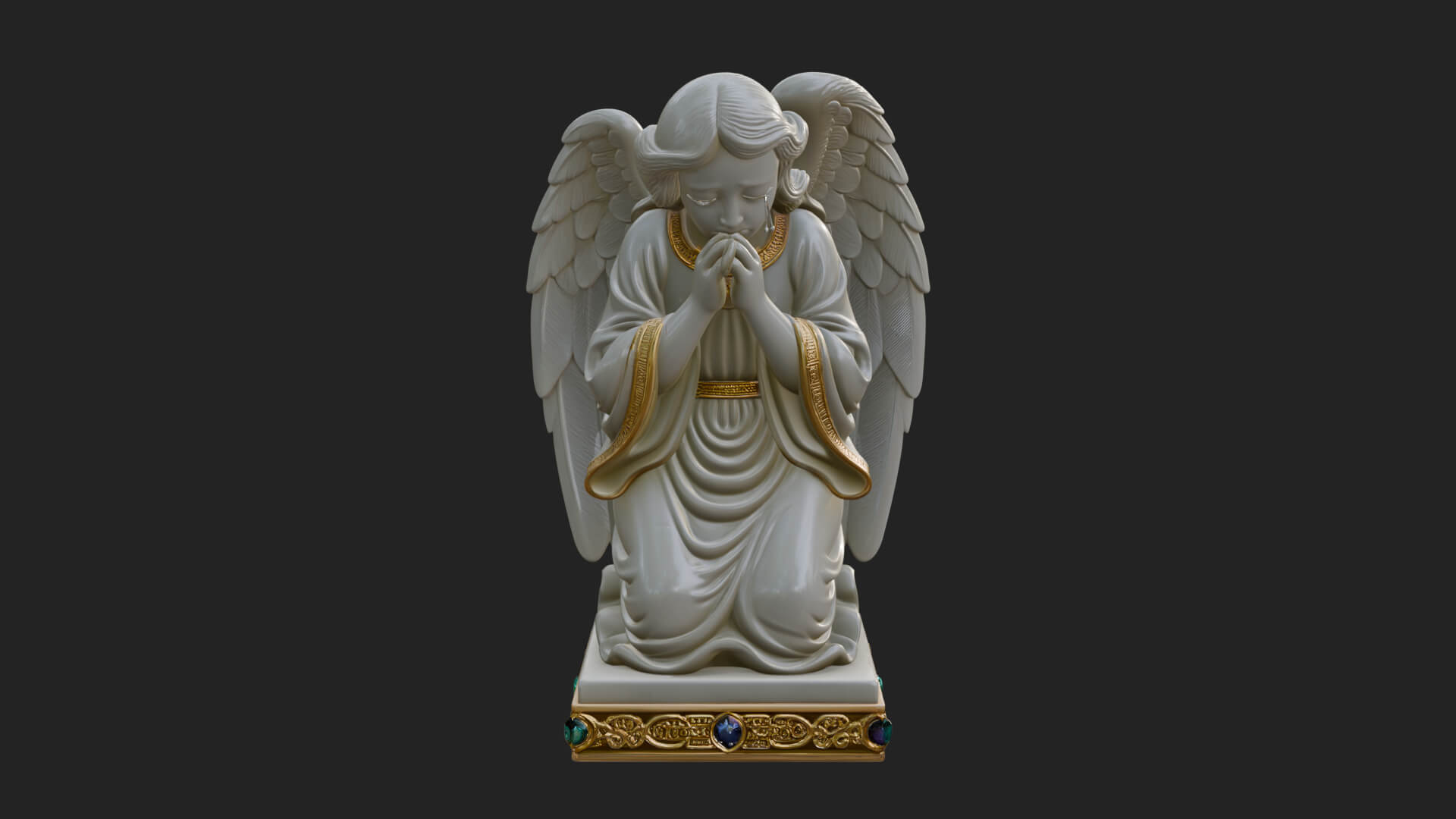 Kneeling Praying Angel Statue Design 7 3D Print Model 3D Model