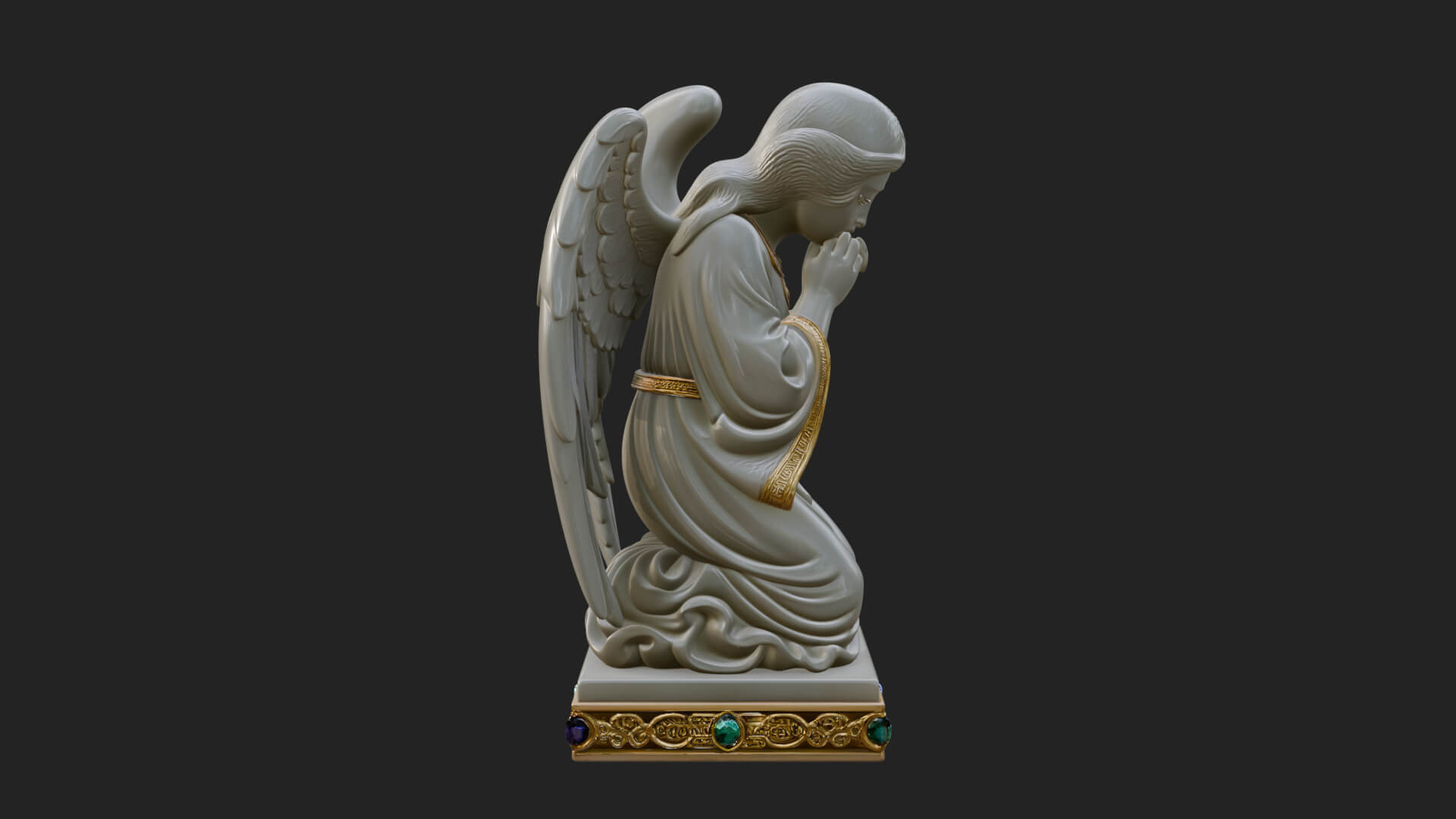 Kneeling Praying Angel Statue Design 7 3D Print Model 3D Model