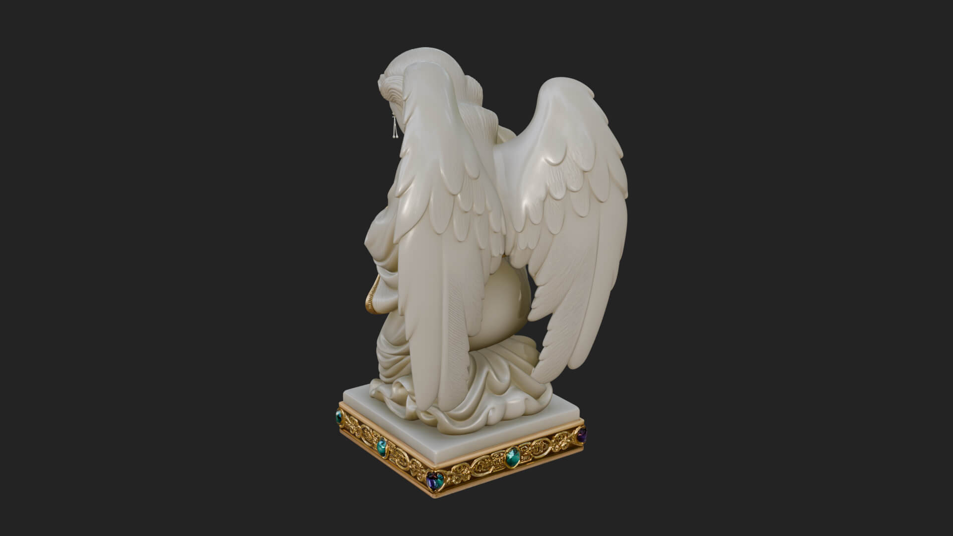 Kneeling Praying Angel Statue Design 7 3D Print Model 3D Model