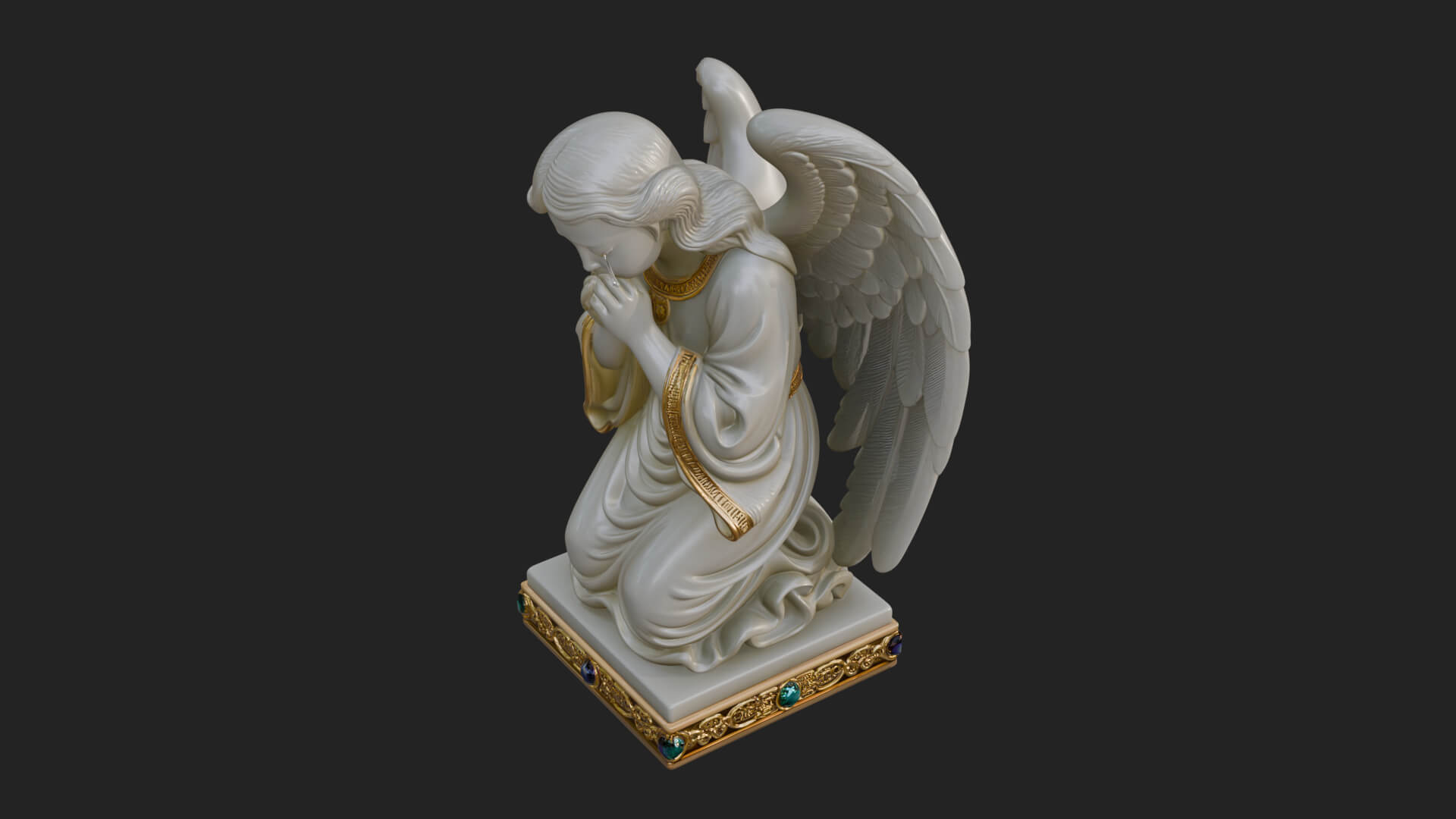 Kneeling Praying Angel Statue Design 7 3D Print Model 3D Model