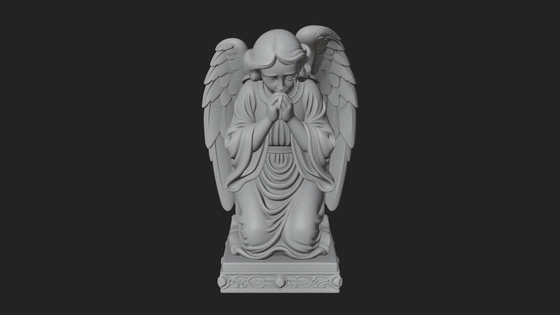 Kneeling Praying Angel Statue Design 7 3D Print Model 3D Model