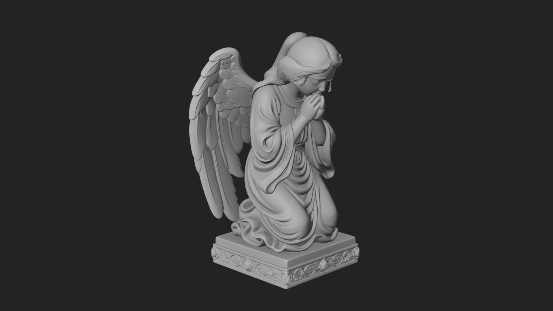 Kneeling Praying Angel Statue Design 7 3D Print Model 3D Model