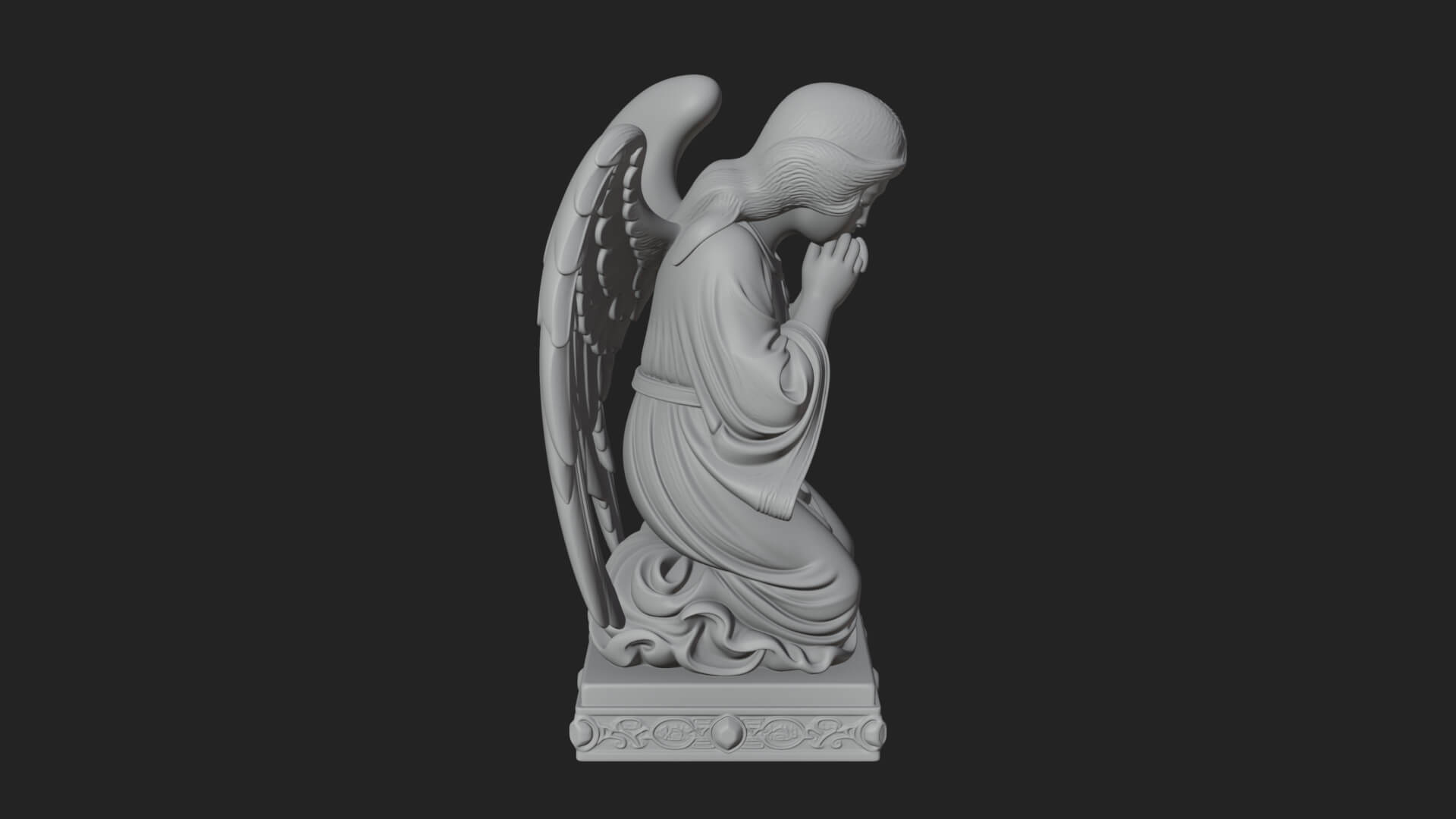 Kneeling Praying Angel Statue Design 7 3D Print Model 3D Model